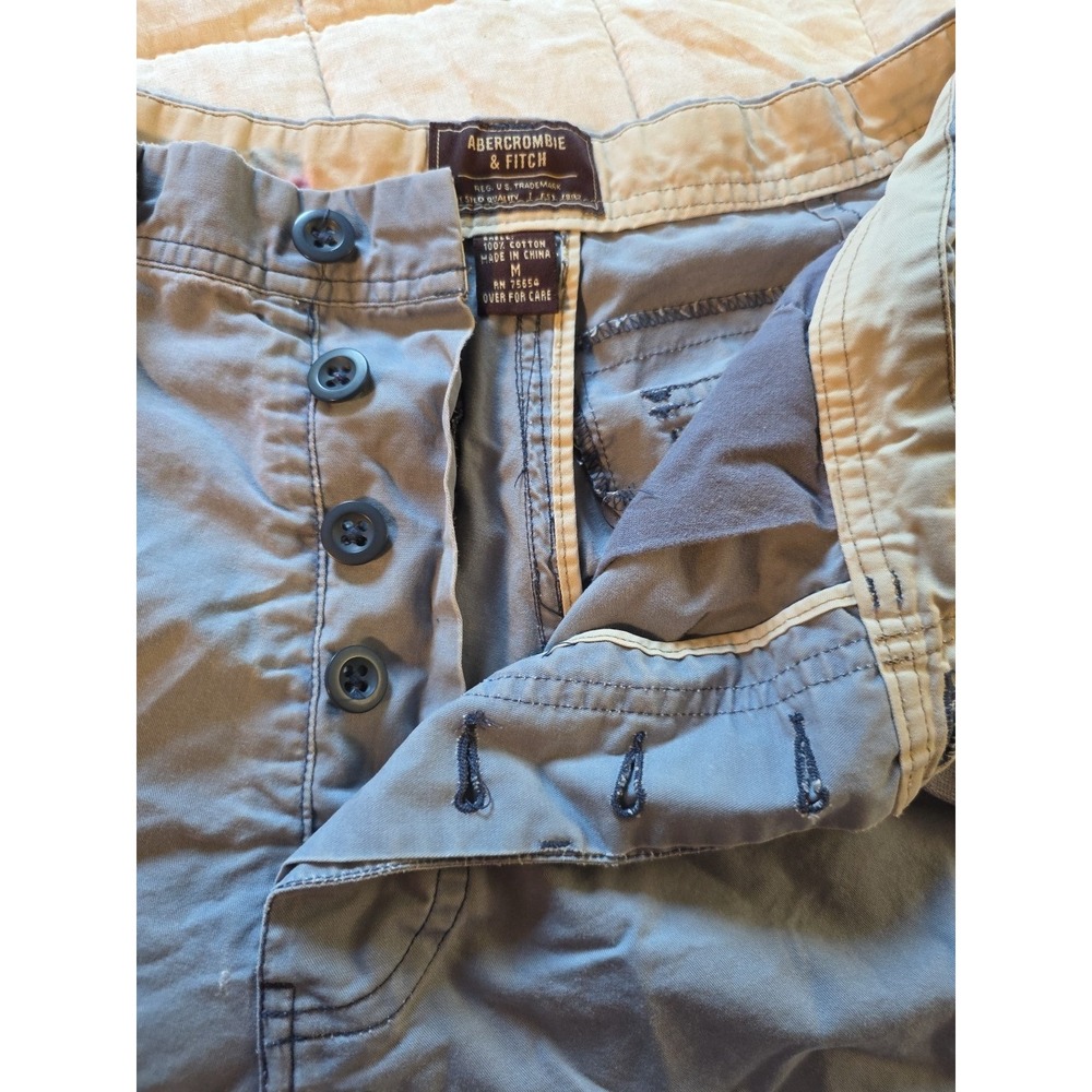 Abercrombie & Fitch Blue Cargo Shorts‎ Mens 32 Button Fly Distressed Y2K